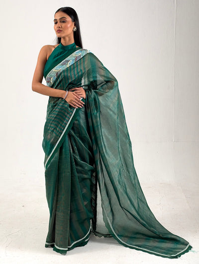 Diva Green Embroidered Saree