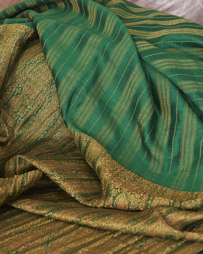 Mudit Mohini Green Stripe Moonga Saree