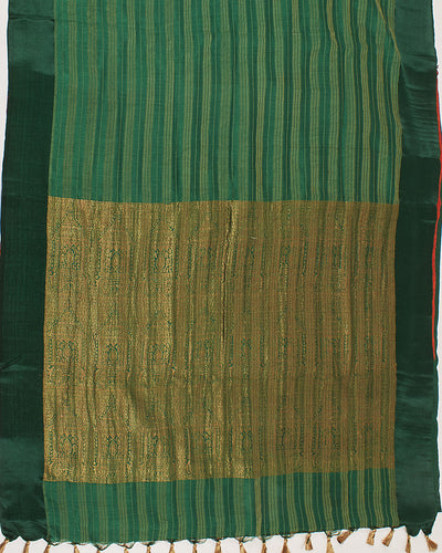 Mudit Mohini Green Stripe Moonga Saree