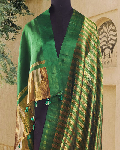 Panna Green Chinya Silk Sari
