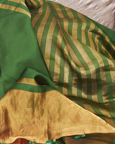 Panna Green Chinya Silk Sari