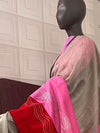 Bohemian Grey & Pink Moonga Silk Linen Saree