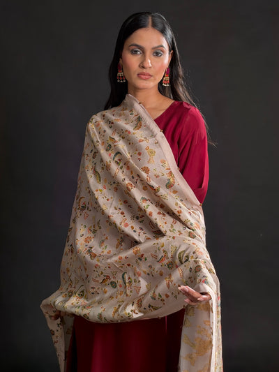 Tadoba Silver Grey Crepe Dupatta