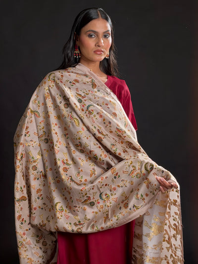 Tadoba Silver Grey Crepe Dupatta