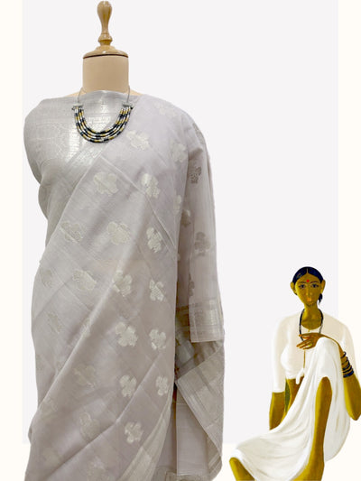 Eternity Silver Grey Cotton Saree