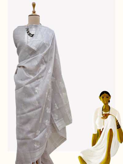 Eternity Silver Grey Cotton Saree