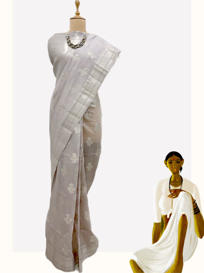 Eternity Silver Grey Cotton Saree