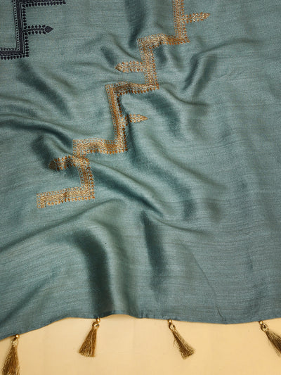Surmayi Grey Matka Georgette Sari