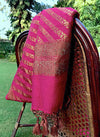 Rani Pink Matka Georgette Stole Dupatta