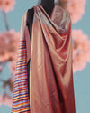 Iridescent Ripples Peach Gamchha Saree