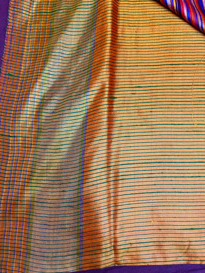 Iridescent Ripples Peach Gamchha Saree