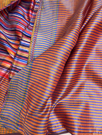 Iridescent Ripples Peach Gamchha Saree