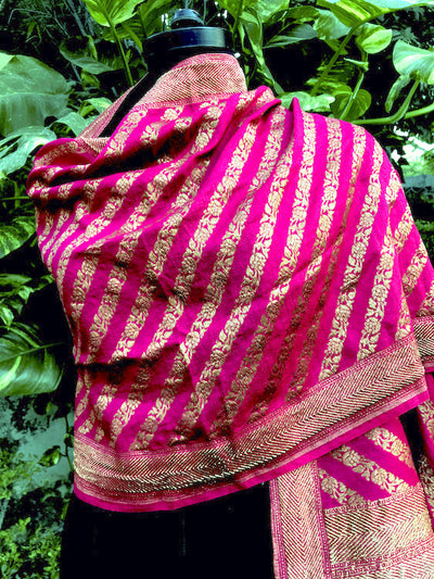Rukmini Rani Pink Matka Georgette stole dupatta