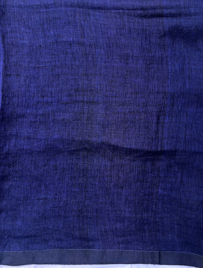 Yantra Ink Blue Linen Saree
