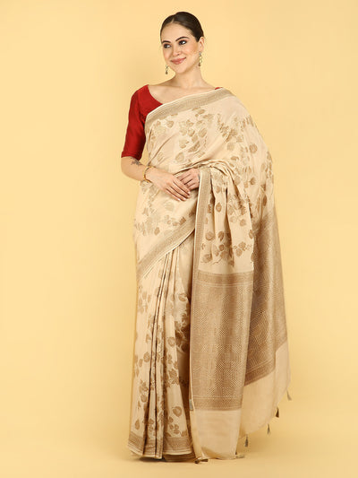 Queen Bee Ivory Crepe Georgette Saree