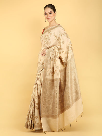 Queen Bee Ivory Crepe Georgette Saree