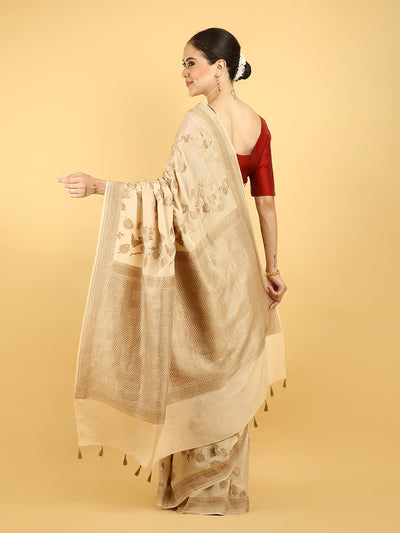 Queen Bee Ivory Crepe Georgette Saree