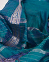 Nadtaringini Peacock Blue Khadi Silk Saree