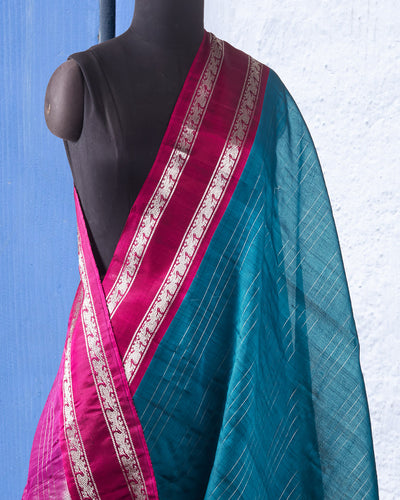 Tanzanite Ruby Khadi Silk Saree