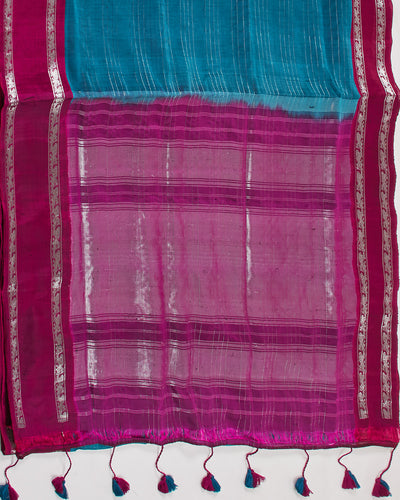 Tanzanite Ruby Khadi Silk Saree