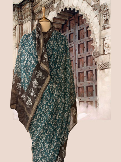 Jagmandir Blue & Brown Kota Saree