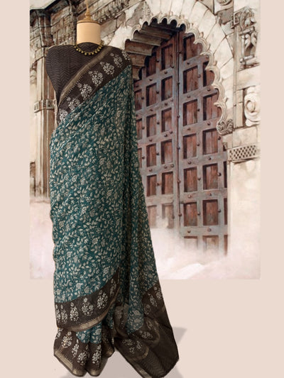 Jagmandir Blue & Brown Kota Saree