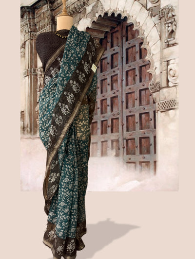 Jagmandir Blue & Brown Kota Saree