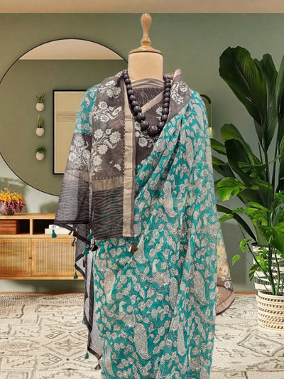 Karnavati Blue & Brown Kota Saree