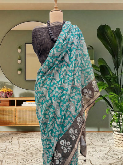 Karnavati Blue & Brown Kota Saree