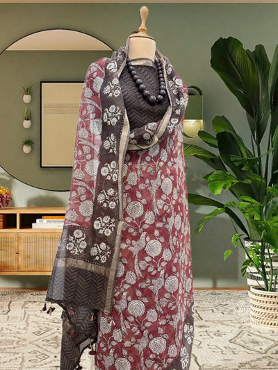 Durgavati Brick & Brown Kota Saree