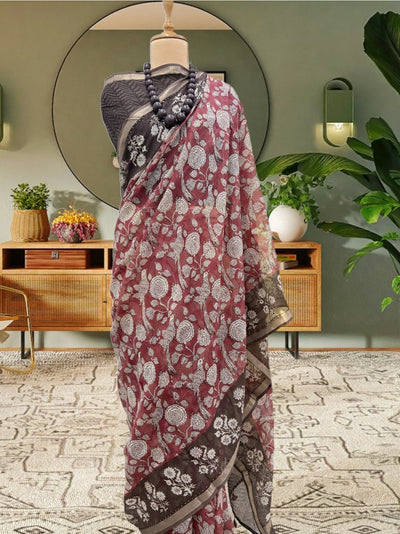 Durgavati Brick & Brown Kota Saree