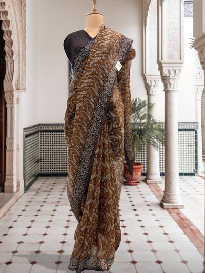 Jodha Mustard & Brown Kota Saree
