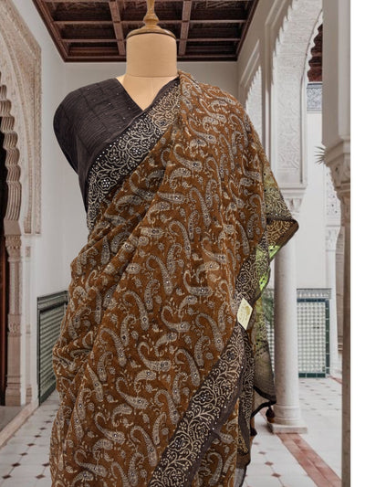 Jodha Mustard & Brown Kota Saree