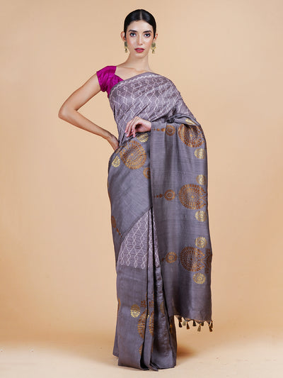 Shehzadi Grey Shibori Matka Georgette Sari