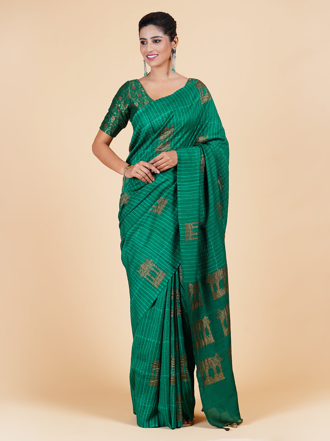 Sheshadri Green Shibori Matka Georgette Saree