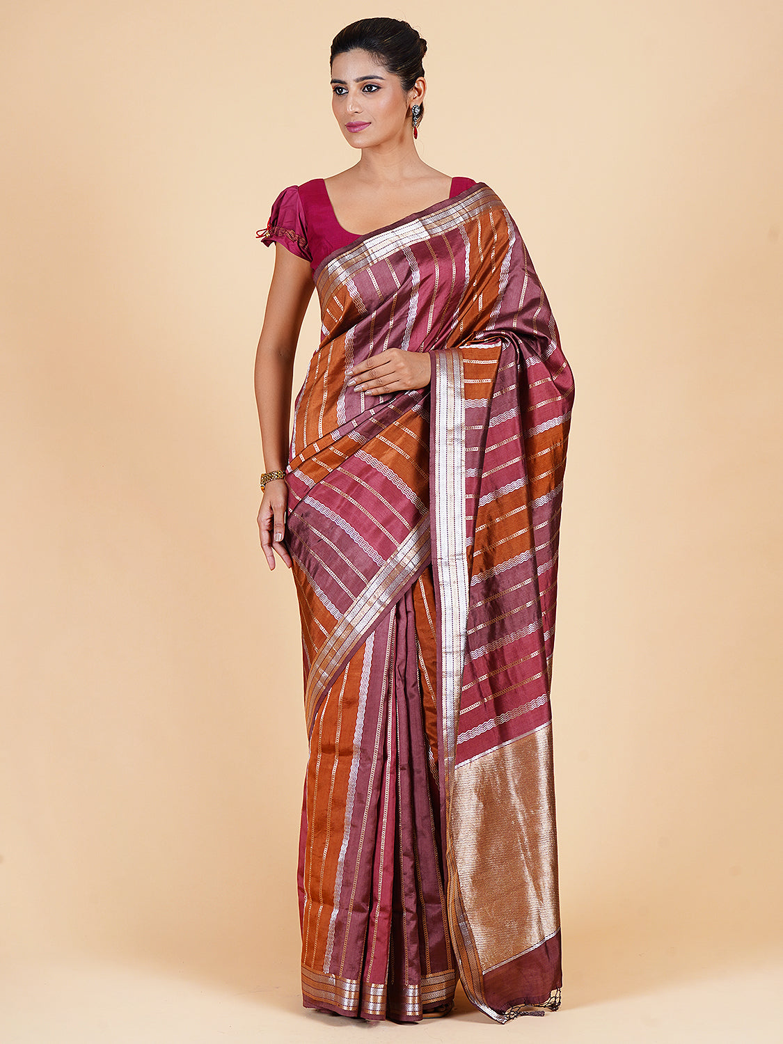 Gautami Brown Chinya Silk Saree