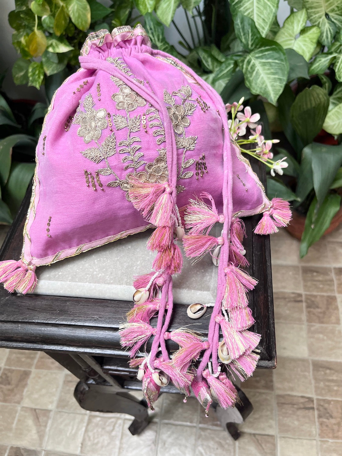 Lavanya Pink Gota Work Potli