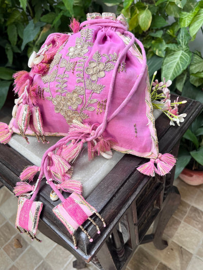 Lavanya Pink Gota Work Potli