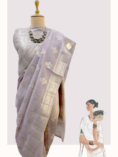 Serenity Lavender Silver Cotton Saree