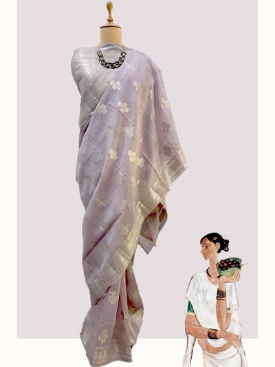 Serenity Lavender Silver Cotton Saree