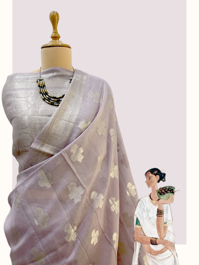 Serenity Lavender Silver Cotton Saree