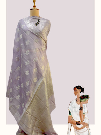 Serenity Lavender Silver Cotton Saree