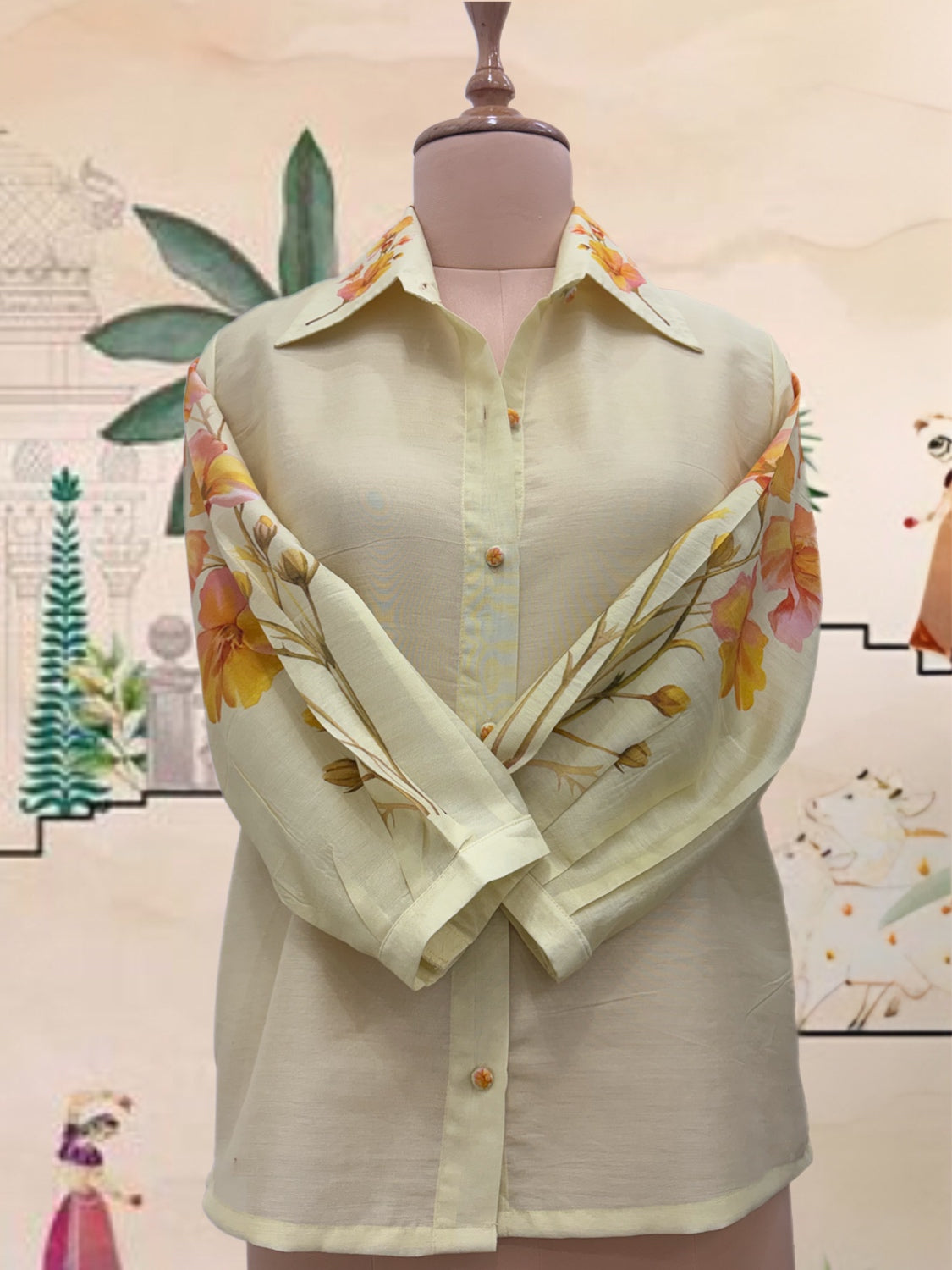 Lemon Floral Cotton Shirt