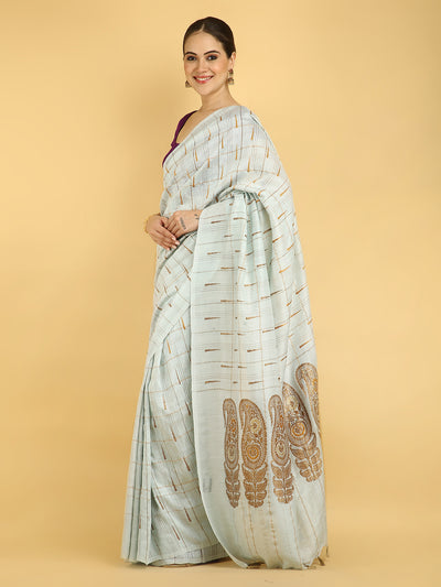 Nirvana Sky Blue Matka Georgette Sari