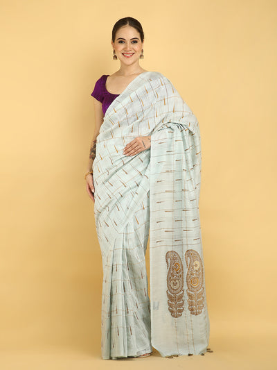 Nirvana Sky Blue Matka Georgette Sari