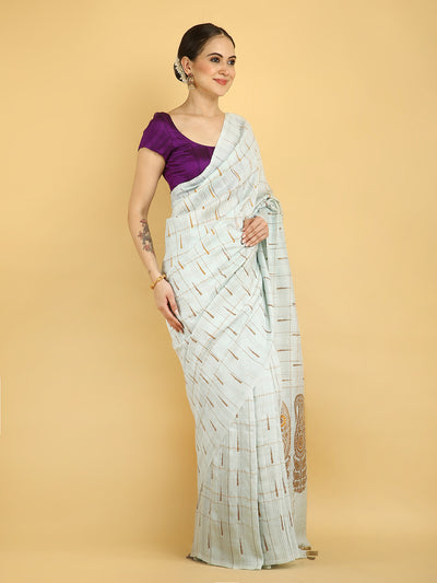 Nirvana Sky Blue Matka Georgette Sari