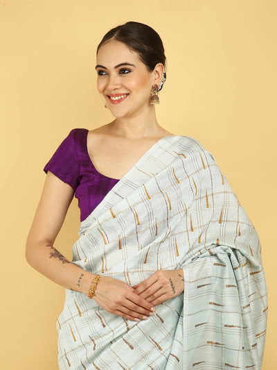 Nirvana Sky Blue Matka Georgette Sari