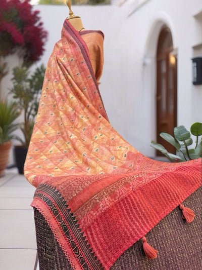 Secret Rendezvous Light Orange Moonga Cotton Saree