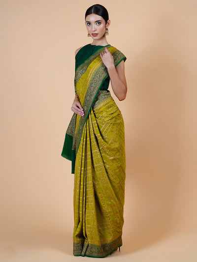 Mandapa Olive & Green Khaddi Georgette Sari