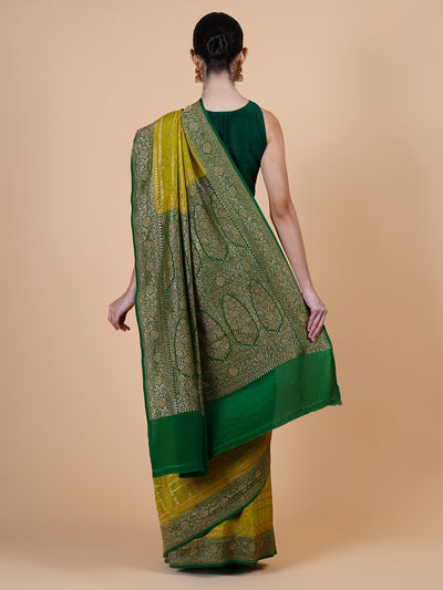 Mandapa Olive & Green Khaddi Georgette Sari
